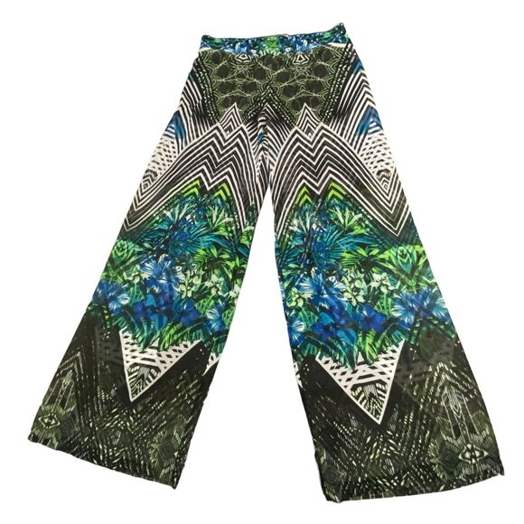 Bisou Bisou Tropical Floral Wide Leg Palazzo Loungewear Bohemian Pants Medium - Picture 3 of 13